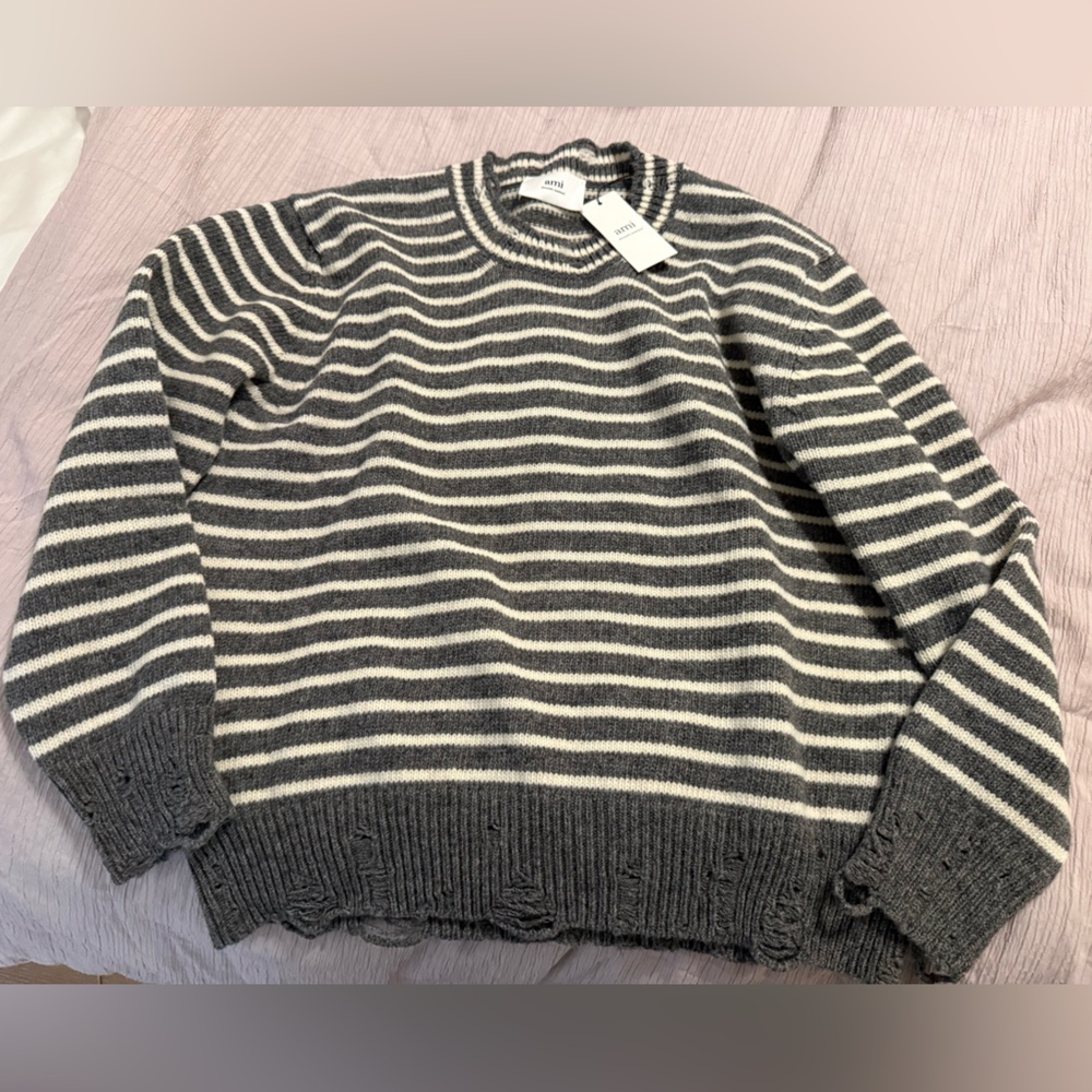 Ami Women's Striped Crew Neck Sweater